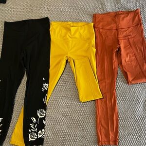 Athleta Black and Yellow Leggings for Active Wear